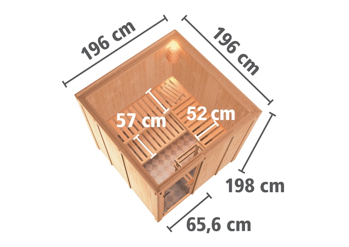 Karibu Sauna Rodin mit Fronteinstieg 68 mm inkl. gratis Sauna-Zubehörset im Wert von 234,94 €