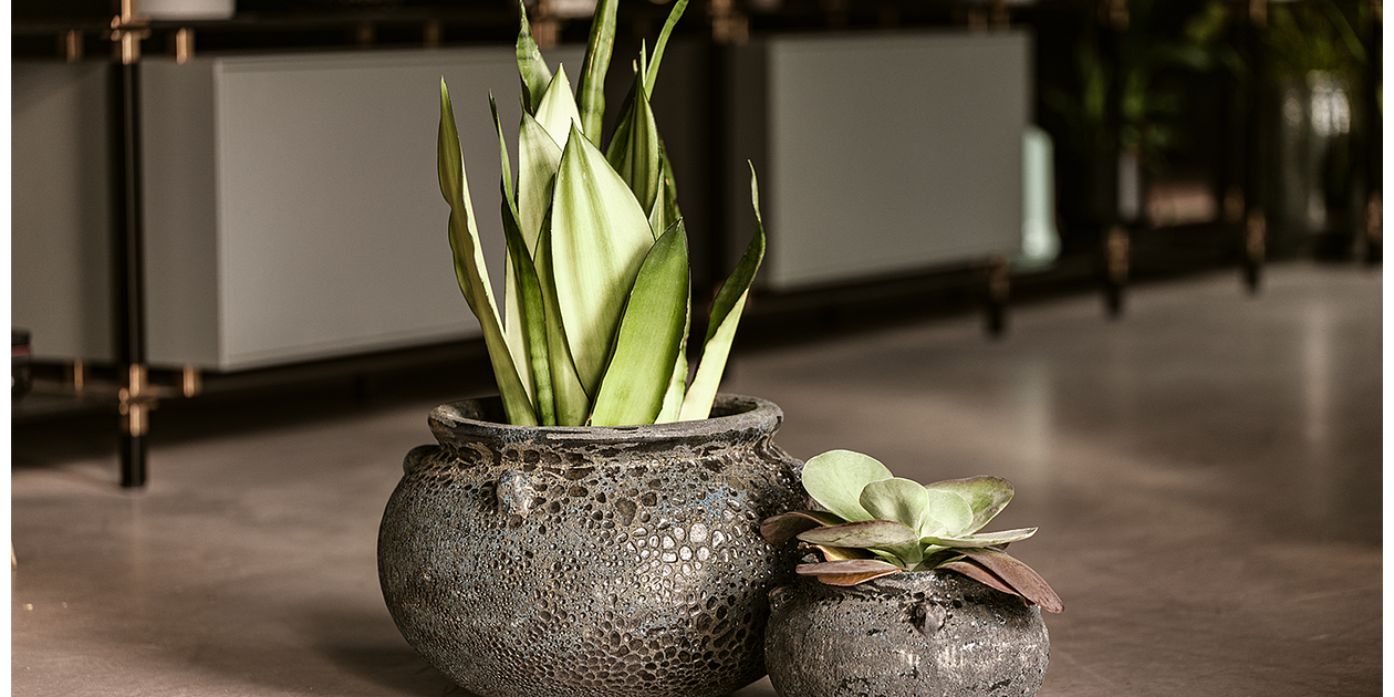 Vosteen Design Blumentopf / Pflanzgefäß Terrakotta schwarz ø 40 cm x H 27 cm