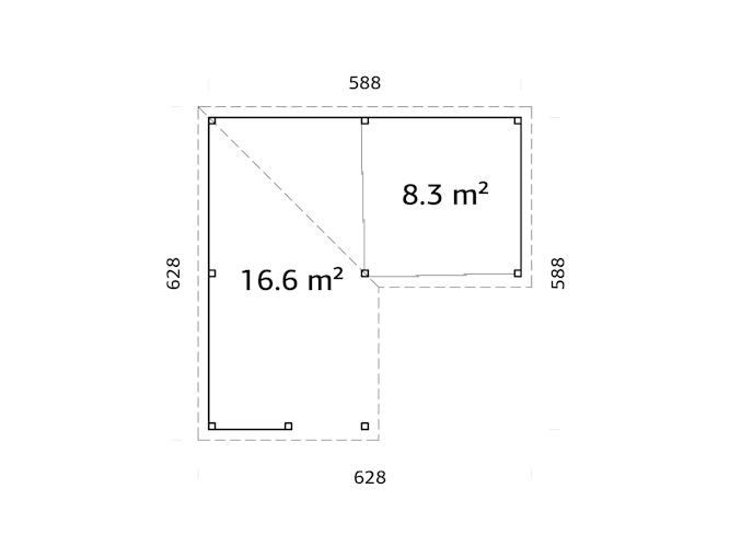 Palmako Gartenhaus Connect Lenna 24,9 m² Set 709 Slide Plus mit Isolierglas-Schiebetüren - 28 mm