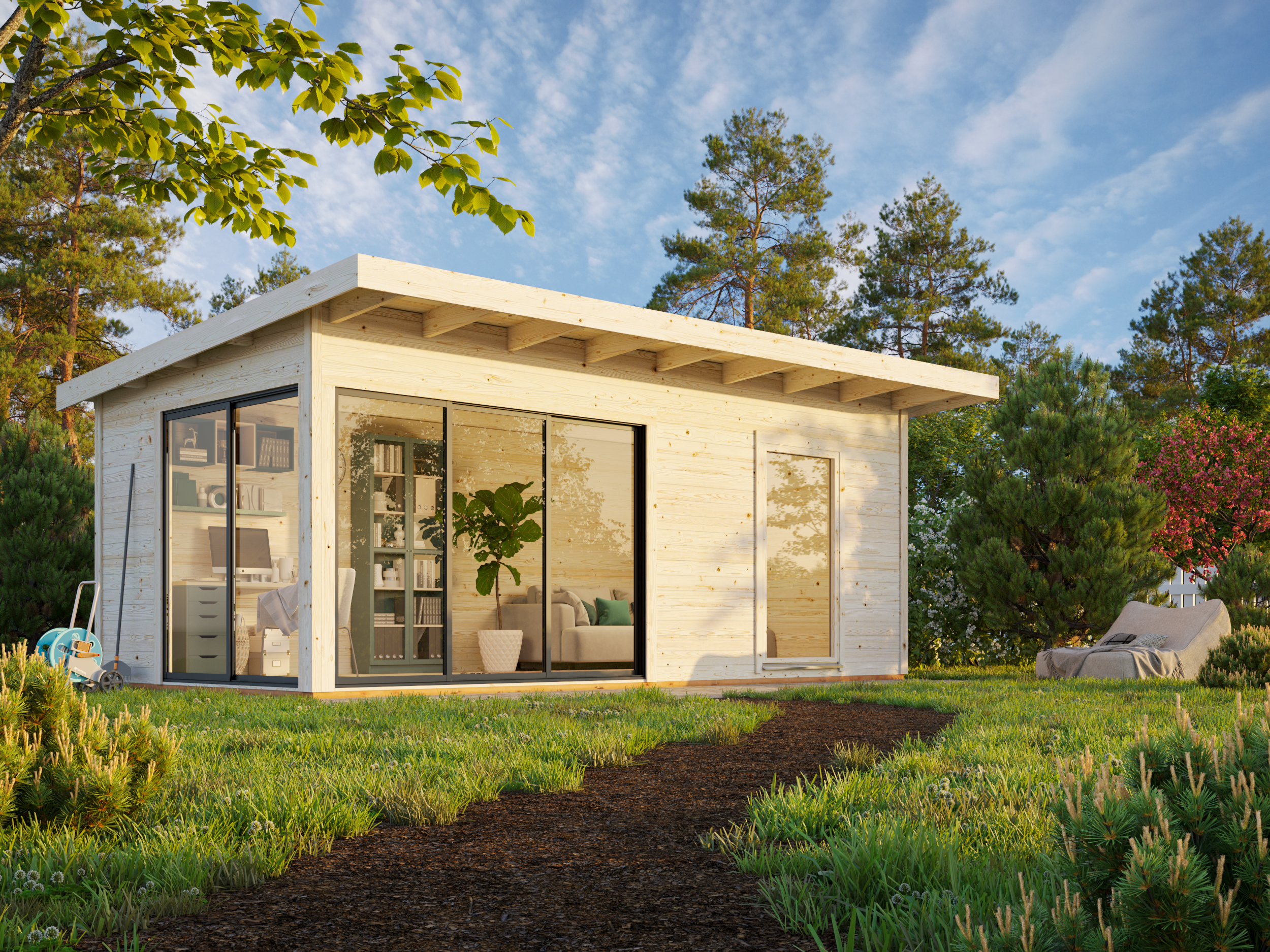 Palmako Gartenhaus Andrea 17,1 m² Slide Plus mit Isolierglas-Schiebetür - 44 mm