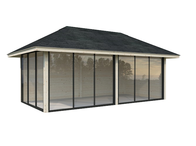 Palmako Pavillon Bianca 16,6 m² Set 502 Slide Plus mit Isolierglas-Schiebetüren