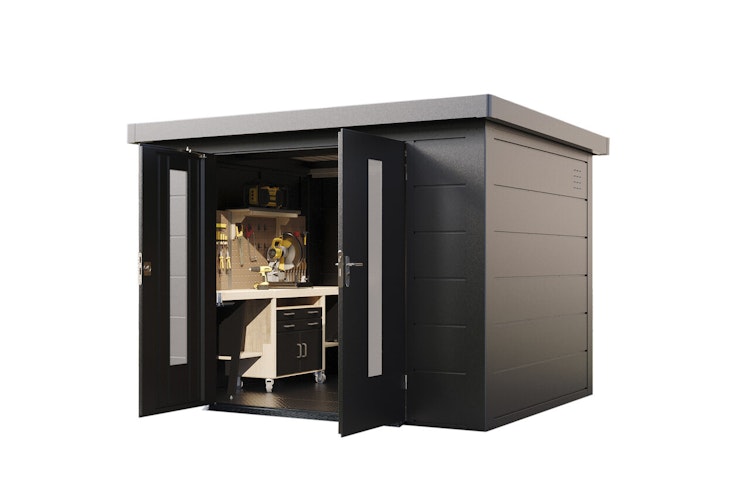 Wolff Finnhaus Premium Metall Gartenhaus Eirik 3024 Anthrazit