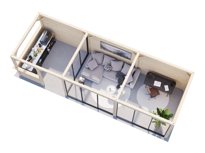 Palmako Pavillon Bianca 24,9 m² Set 519 Slide Plus mit Isolierglas-Schiebetüren