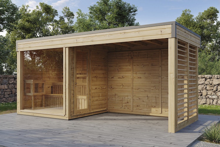 Wolff Finnhaus Saunahaus Sina 4323/5323 mit Seitendach
