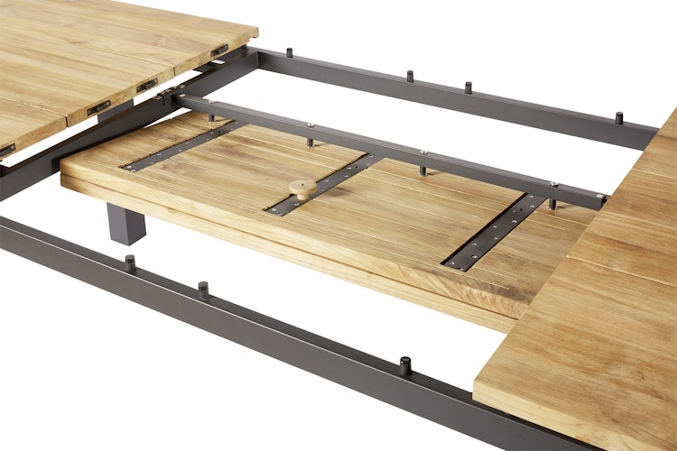 Diamond Garden Ausziehtisch PORTO, Edelstahl Dunkelgrau / Recycled Teak