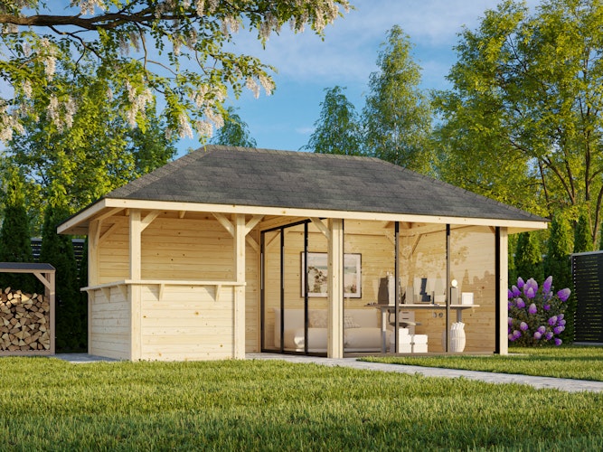 Palmako Pavillon Bianca 16,6 m² Set 507 Slide Plus mit Isolierglas-Schiebetüren