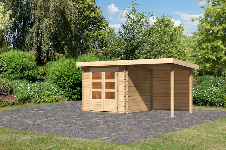 Karibu Woodfeeling Gartenhaus Bastrup 2 naturbelassen - 28 mm
