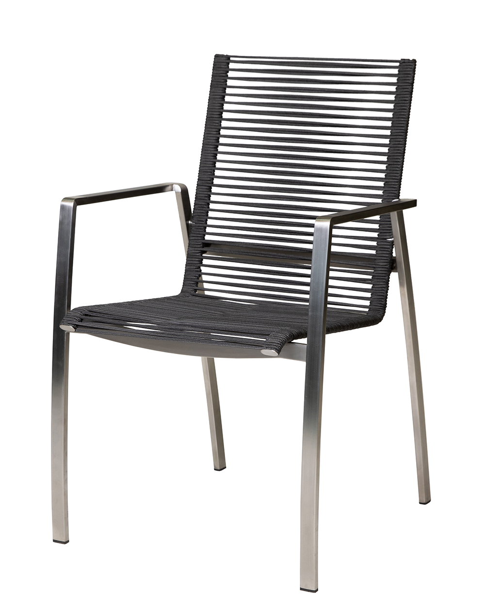 Diamond Garden Stapelstuhl ATLANTA, Edelstahl / Rope Grau / Alu-Armlehnen