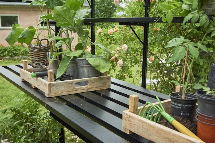 Halls Lamellentisch für Gewächshaus Qube Square schwarz