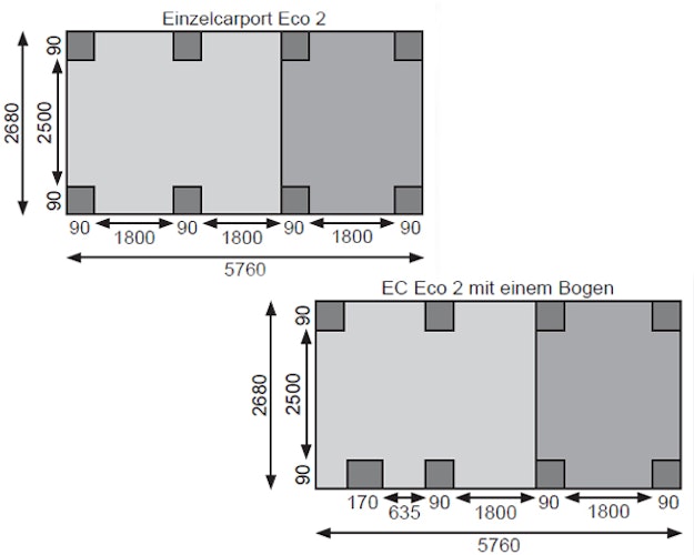 Karibu Carport Einzelcarport Eco 1/2 - kesseldruckimprägniert
