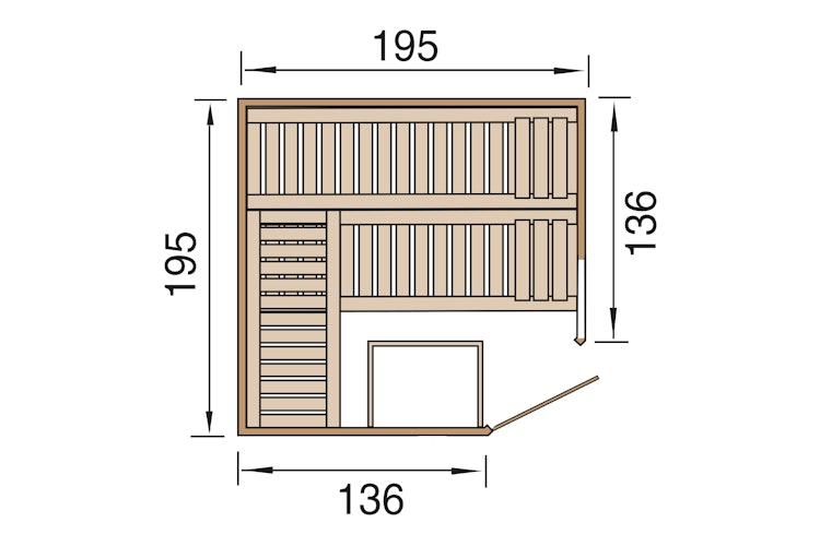 Weka Premium Massivholz-Elementsauna Kemi Eck 1 mit Glastür/Fenster inkl. Komfortpaket - 45 mm