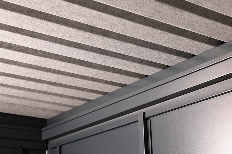 Wolff Finnhaus Premium Metall Gartenhaus Thorin 6030 Anthrazit inkl. 300 cm Anbaudach