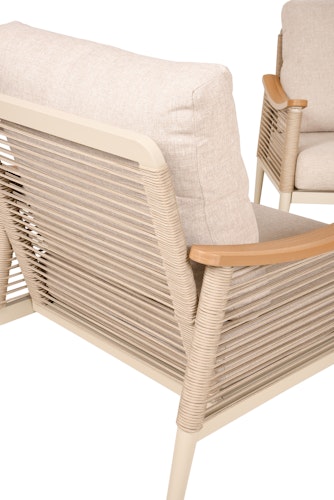 Garden Pleasure Lounge-Gruppe TULUM, Alu Sandbeige / Nonwood / Rope Beige / Kissen 100 % Polyester Beige