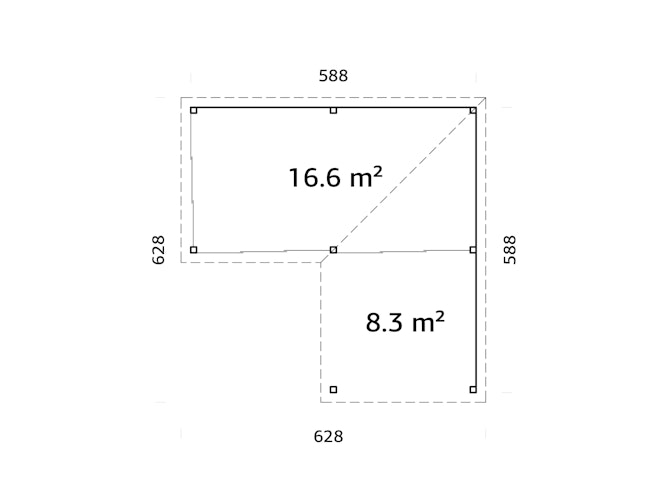 Palmako Gartenhaus Connect Lenna 24,9 m² Set 714 Slide Plus mit Isolierglas-Schiebetüren - 28 mm