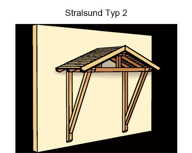 Skan Holz Satteldach Vordach Doppeltür Stralsund