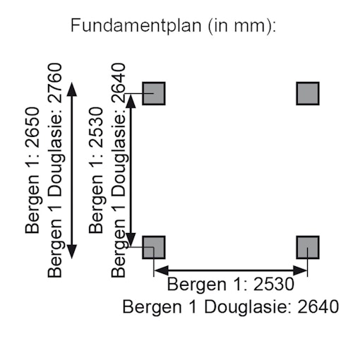 Karibu 4-Eck Pavillon Bergen 1 kesseldruckimprägniert