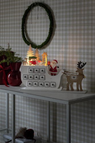 Konstsmide Weihnachtsbeleuchtung  LED Holzkalender Timer 3 warmweiß Dioden