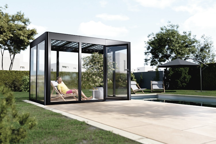 SunElements Design Gewächshaus/Sommergarten SunGarden Energy mit 275 Wp PV-Dach