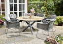 Vorschaubild Diamond Garden Dining-Set LYON / KORFU, Tisch + 6 Stühle + Flaschenkühler, Edelstahl Dunkelgrau/ Teak / Rope / Sunproof (100 % Polypropylen)