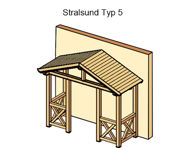 Skan Holz Satteldach Vordach Doppeltür Stralsund