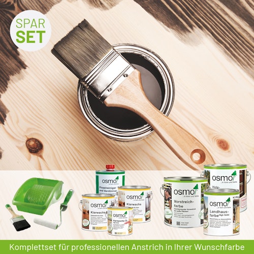 Innen- und Außenanstrich Komplettset für Gartenhäuser von 10 bis 15 m² Grundfläche (Deckfarbe)