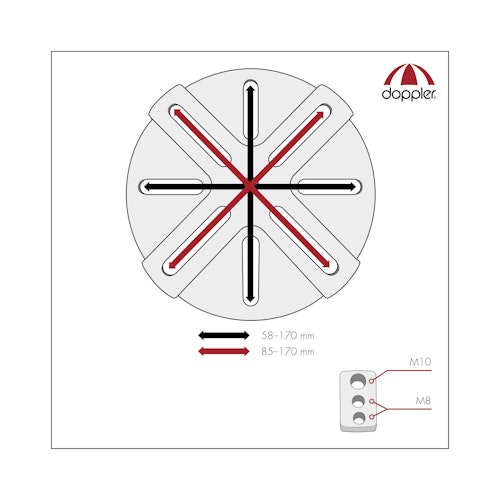 doppler Adapterplatte VARIO 60-170 mm, Edelstahl