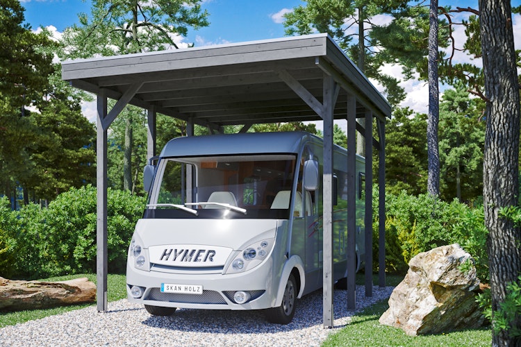 Skan Holz Caravan-Carport Friesland 397x555 cm mit erhöhter Einfahrt