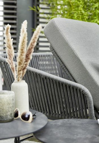 Diamond Garden Daybed MILOS links, Edelstahl Dunkelgrau / Rope / Sunproof (100 % Polypropylen)