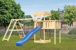 Akubi Kinderspielturm Ritterburg Löwenherz inkl. Wellenrutsche, Doppelschaukelanbau, Klettergerüst und Anbauplattform