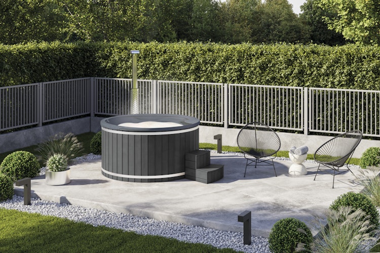 Wolff Finnhaus Badebottich Hot Tub Typ 1 Ø 200 cm mit Acrylwanne