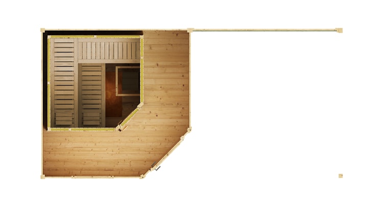 Weka Blockbohlen Saunahaus Salo 2 (mit 303 cm Anbau) inkl. Elementsauna 28/68 mm