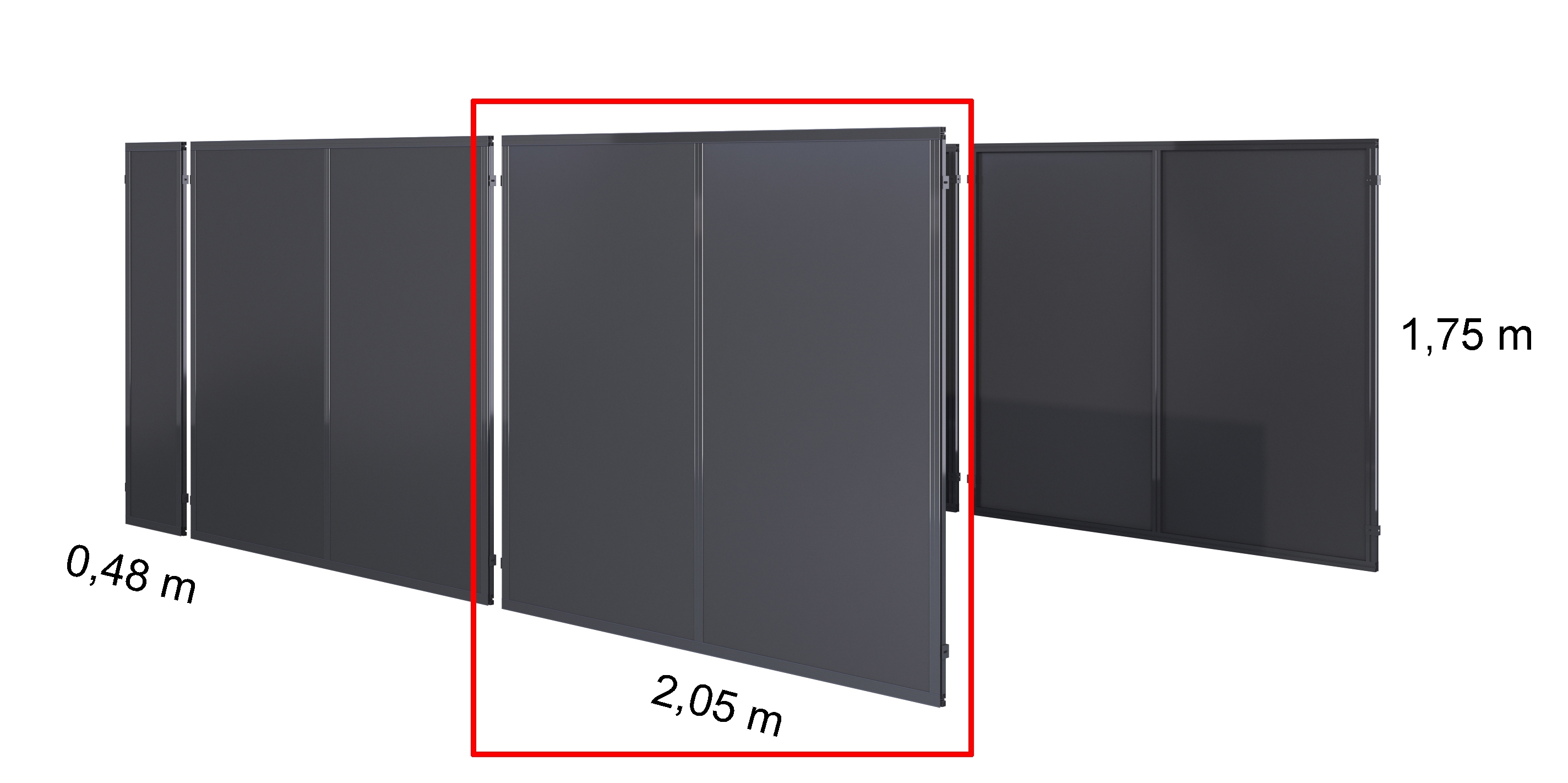 KGT Seitenelement groß für Aluminium Carport Elbe (1 Stück)