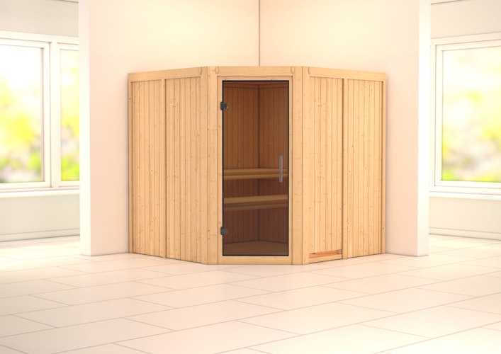 Karibu Sauna Jarin mit Eckeinstieg 68 mm inkl. gratis Sauna-Zubehörset im Wert von 234,94 €