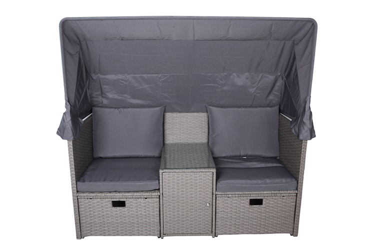 Garden Pleasure Relax-Lounge SAINT-TROPEZ,  Polyrattan Grau / Kissen 100 % Polyester  Silbergrau