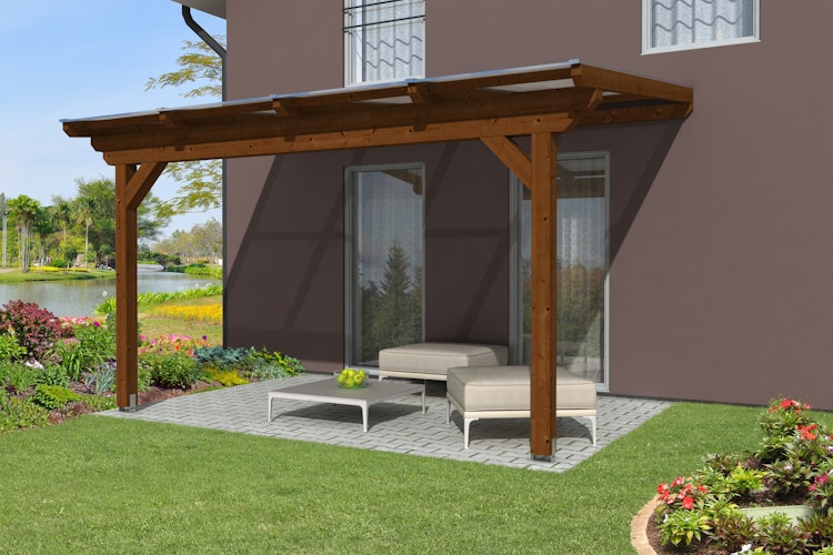 Skan Holz Terrassendach Ancona Leimholz o. Mittelpfosten 434 cm