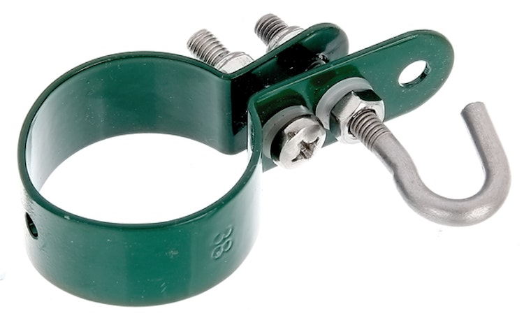 Alberts® Schelle,Befestigung v. Geflechtspannstäben an Pfosten,verzinkt,grün Kst.b.,⌀42mm 655617
