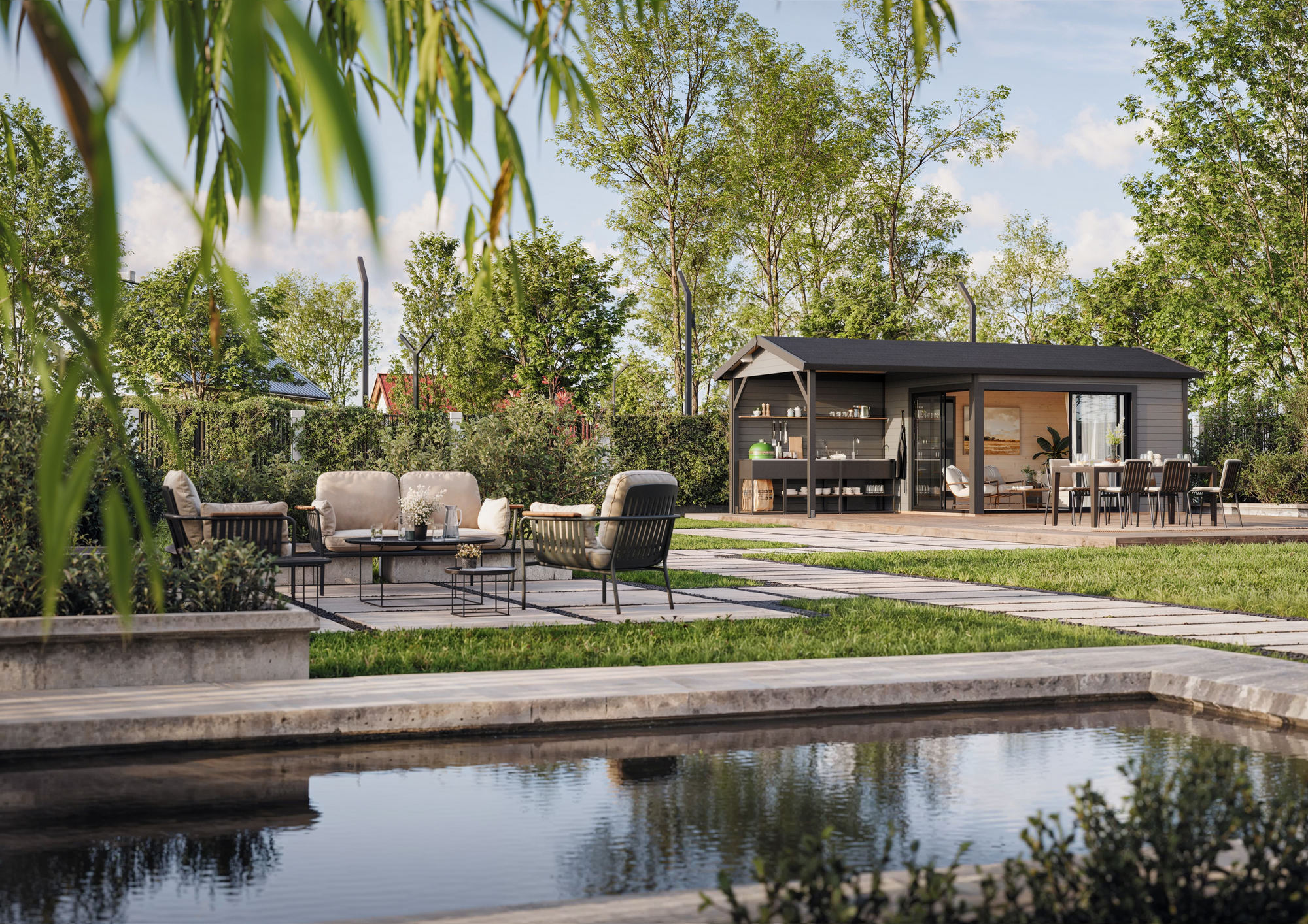 Palmako Gartenhaus Amanda 11,2 + 7,8 m² Slide Plus - 44 mm