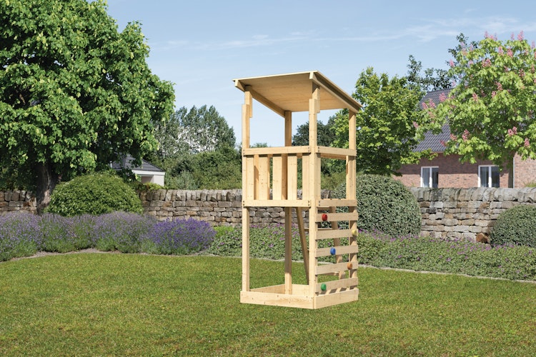 Akubi Kinderspielturm Anna mit Pultdach inkl. Kletterwand ECO