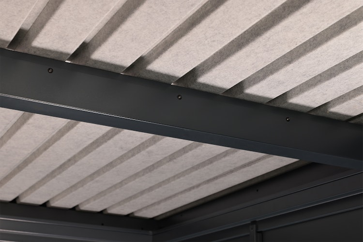 Wolff Finnhaus Premium Metall Gartenhaus Thorin 6030 Anthrazit inkl. 300 cm Anbaudach