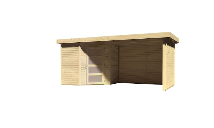 Karibu Woodfeeling Gartenhaus Schwandorf 3/5 inkl. 275 cm Schleppdach/Seiten- und Rückwand