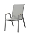 Vorschaubild Garden Pleasure Gartenmöbel Set PALENA, Tisch 150 x 80 cm + 6 Stapelsessel, Stahl Grau / Nonwood Holz-Optik / Kunststoffgewebe