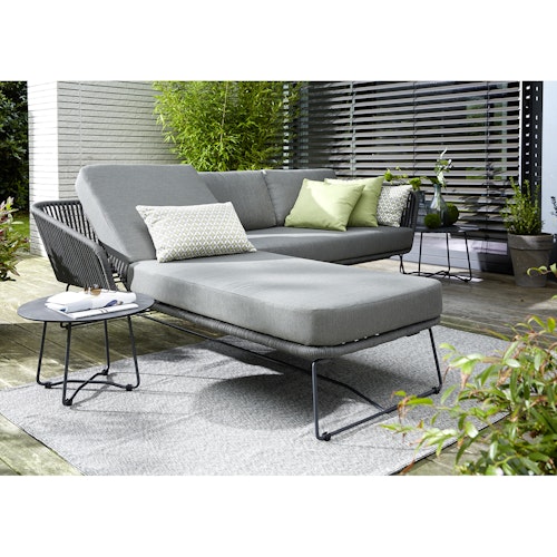 Diamond Garden Daybed MILOS links, Edelstahl Dunkelgrau / Rope / Sunproof (100 % Polypropylen)