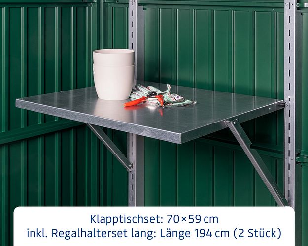 Hörmann Klapptisch inkl. Regalhalterset lang für Gerätehaus EcoStar/Premiumline