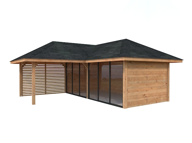 Palmako Pavillon Bianca 24,9 m² Set 513 Slide Plus mit Isolierglas-Schiebetüren
