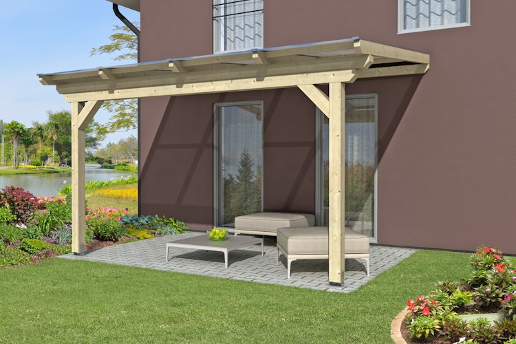 Skan Holz Terrassendach Ancona Leimholz o. Mittelpfosten 434 cm