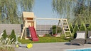 Vorschaubild Akubi Kinderspielturm Frieda mit Anbau, Rutsche und Doppelschaukelanbau mit Klettergerüst (Set C)