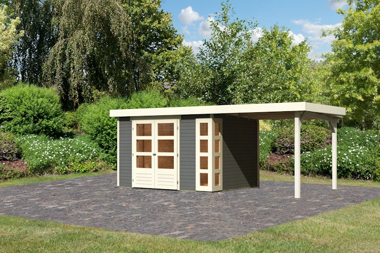 Karibu Woodfeeling Gartenhaus Kerko 3/4/5/6 mit 240 cm Schleppdach - 19 mm