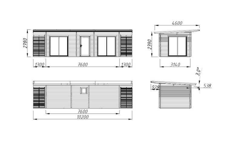 Palmako Ferienhaus Cecilia 21,8 m² Slide Plus - 70 mm