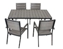 Vorschaubild Garden Pleasure Gartenmöbel Set OLIVIA, Tisch 150 x 90 + 4 Stapelsessel, Aluminium Eisengrau/ Nonwood Hellgrau