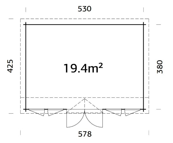 Palmako Gartenhaus Claudia Pentroof (Stufendach) 19,4 m² - 34 mm